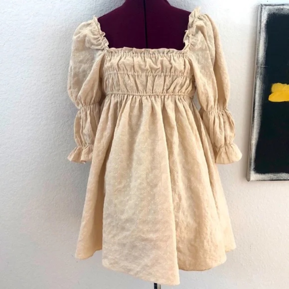 Storia Eyelet Cottagecore Shirred Mini puff sleeved